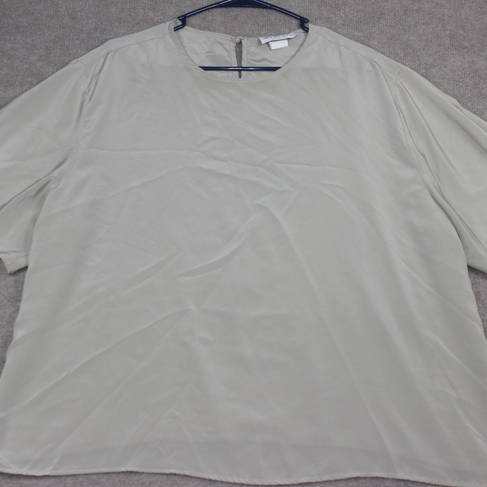 Jack Mulqueen Silksational Blouse Womens Beige Short Sleeve Keyhole Back Top XL